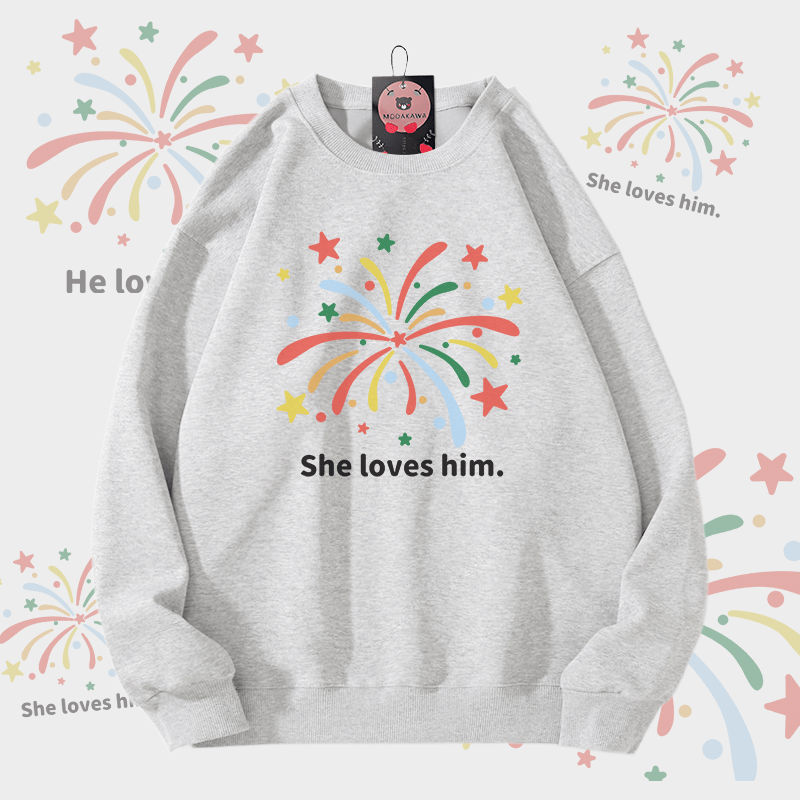 MODAKAWA Unisex-Sweatshirt mit Feuerwerksmotiv - Light Grey - 5XL - image 5