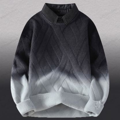 Zweiteiliger Pullover in Strickoptik mit Lagenlook und Cordhose - Dunkelgrauer Pullover - 3XL - image 14