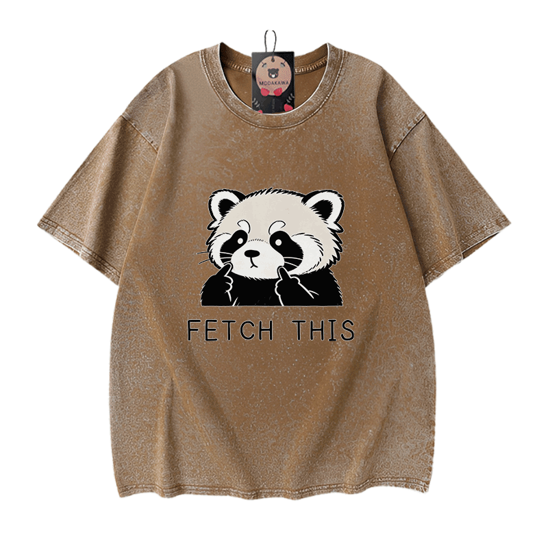 Hol dir dieses Panda-Grafik-Modakawa-Vintage-T-Shirt aus 100 % Baumwolle (gewaschen). - Brown - 5XL - image 7