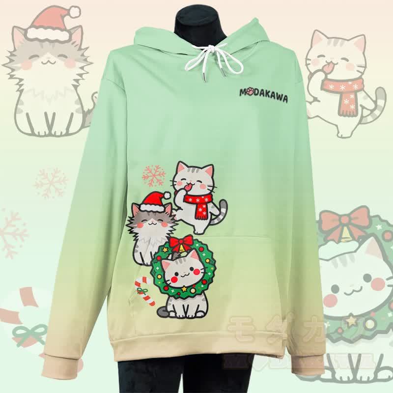 MODAKAWA Weihnachtspullover mit Katzenmotiv und Allover-Print - Grün - 5XL - image 3