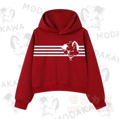 Modakawa Baumwoll-Hoodie mit Hunde-Grafikstreifen - Rot B - 3XL - image 13
