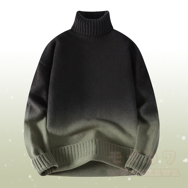 Zweiteiler: Strickpullover mit Farbverlauf und Rollkragen, Jeans - Grüner Pullover - 3XL - image 11