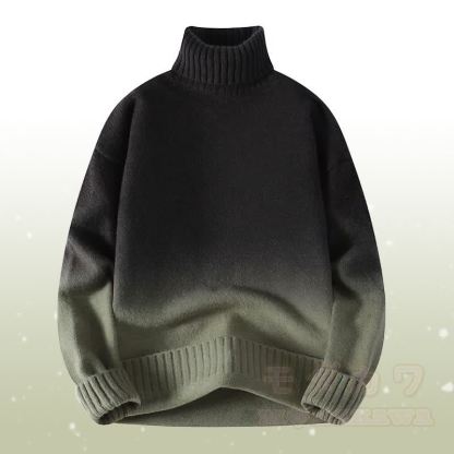 Zweiteiler: Strickpullover mit Farbverlauf und Rollkragen, Jeans - Grüner Pullover - 3XL - image 11