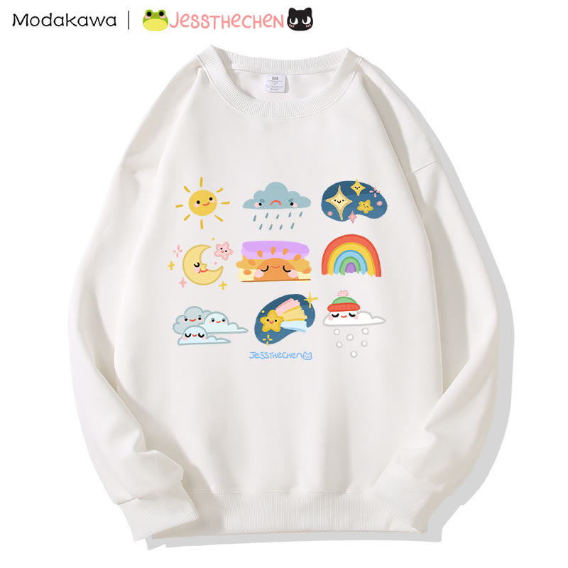 MODAKAWA X jessthechen Sweatshirt mit Wetterprint und Rundhalsausschnitt - White - 3XL - image 5