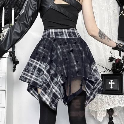 Vintage Punk Crop-Top aus Kunstleder mit passendem Karorock, zweiteiliges Set - image 7