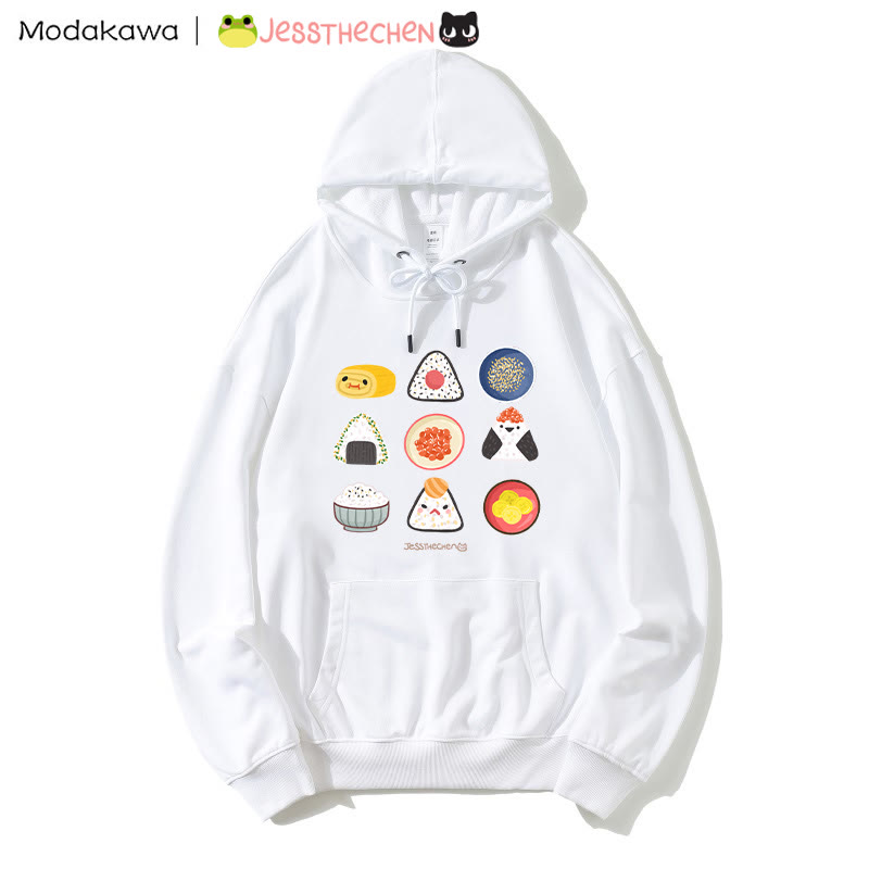MODAKAWA X jessthechen – Lockerer Hoodie mit Reisbällchen-Print - White - 5XL - image 3