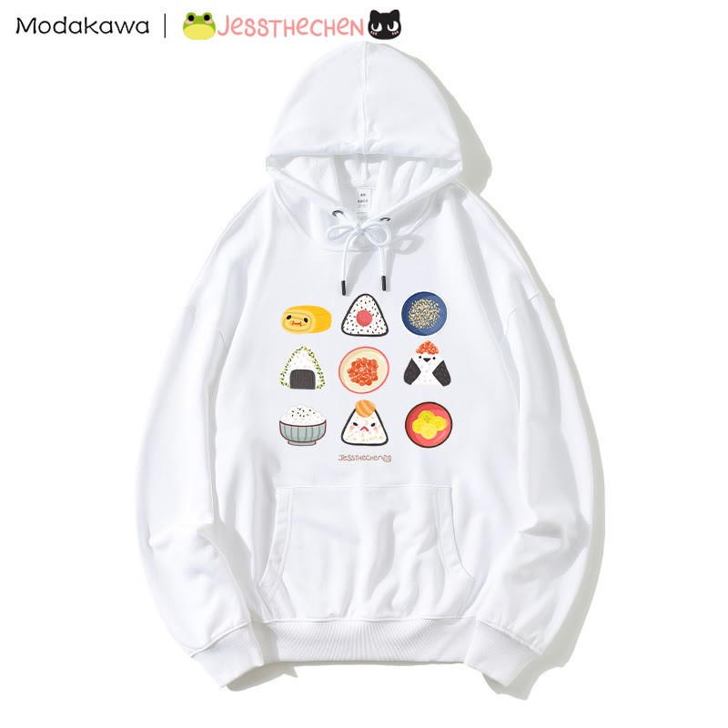MODAKAWA X jessthechen – Lockerer Hoodie mit Reisbällchen-Print - White - 5XL - image 3