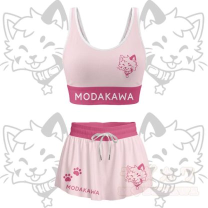 Zunge raus Kitty Grafik Crop Tank Top Sport Top Rock Bikini Modakawa passendes Outfit - Rosa Set - 4XL - image 13