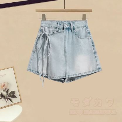 Unregelmäßiges T-Shirt, Jeansshorts, passendes Outfit - Jeansshorts (Einzeln) - XL - image 5