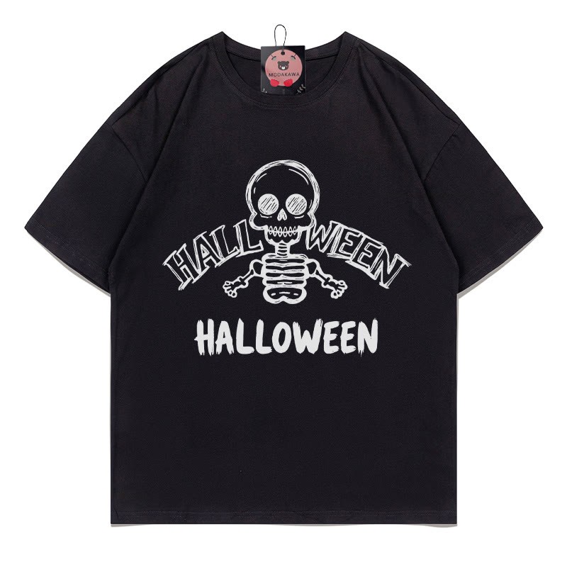 Halloween-T-Shirt mit Totenkopf-Print - Black - 5XL - image 3