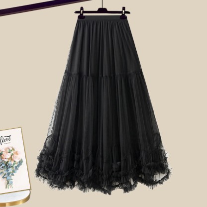 3D-Blumen-Cardigan, passender Tüllrock und Outfit - Black Skirt - XL - image 12