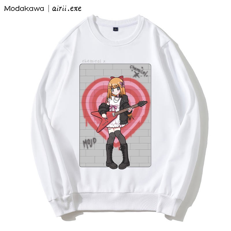 MODAKAWA X airii.exe CHEMICAL Sweatshirt mit Rundhalsausschnitt und Buchstabendruck „Gitarrenmädchen“ - White - 5XL - image 5