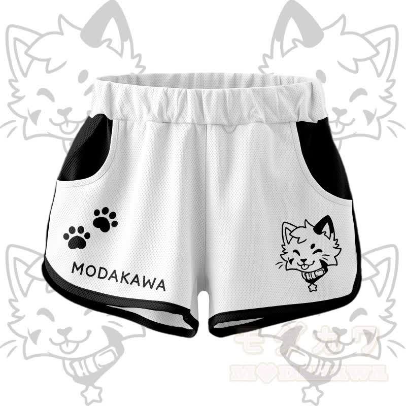 Kitty Graphic Crop Tank Sport Top Shorts Bikini Modakawa Matching Outfit - Weiße Shorts - 4XL - image 7