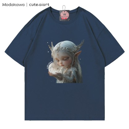 Fairy Girl Grafik-T-Shirt - Purplish Blue - 5XL - image 3
