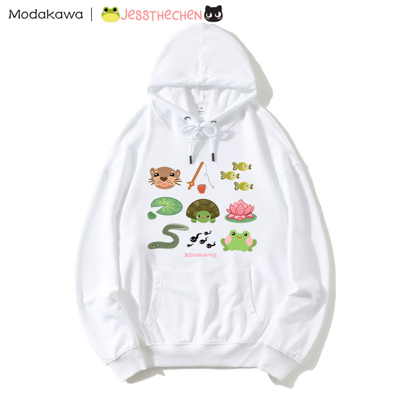 MODAKAWA X jessthechen Lockerer Kapuzenpullover mit Tier- und Blumenmuster - White - 5XL - image 3