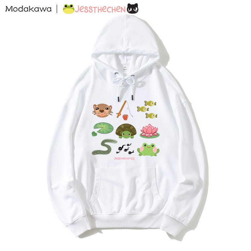 MODAKAWA X jessthechen Lockerer Kapuzenpullover mit Tier- und Blumenmuster - White - 5XL - image 3
