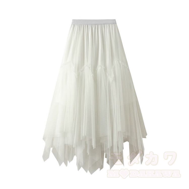 MEOW Kitty Graphic Modakawa Off-Shoulder-Top & Layered Mesh Maxi Skirt - Weißer Rock - One Size - image 11