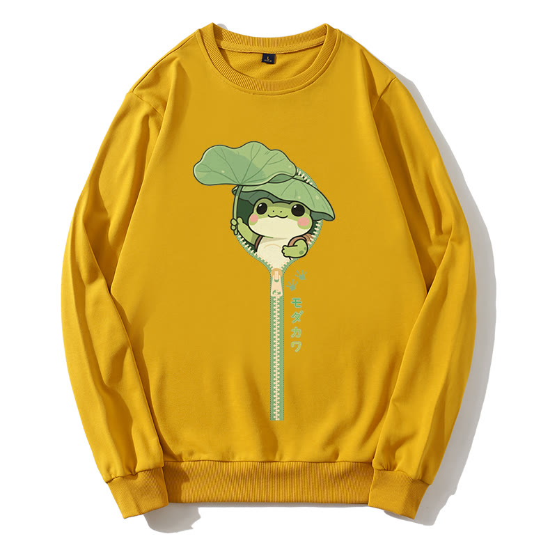 Sweatshirt mit Frosch-Reißverschluss und Rundkragen - Yellow - 5XL - image 3