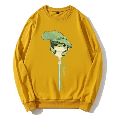 Sweatshirt mit Frosch-Reißverschluss und Rundkragen - Yellow - 5XL - image 3
