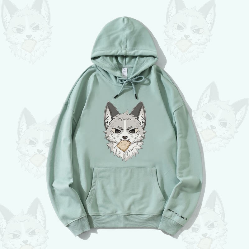 MODAKAWA Silver Fox Graphic Streetwear Pullover Hoodie - Green - 5XL - image 2