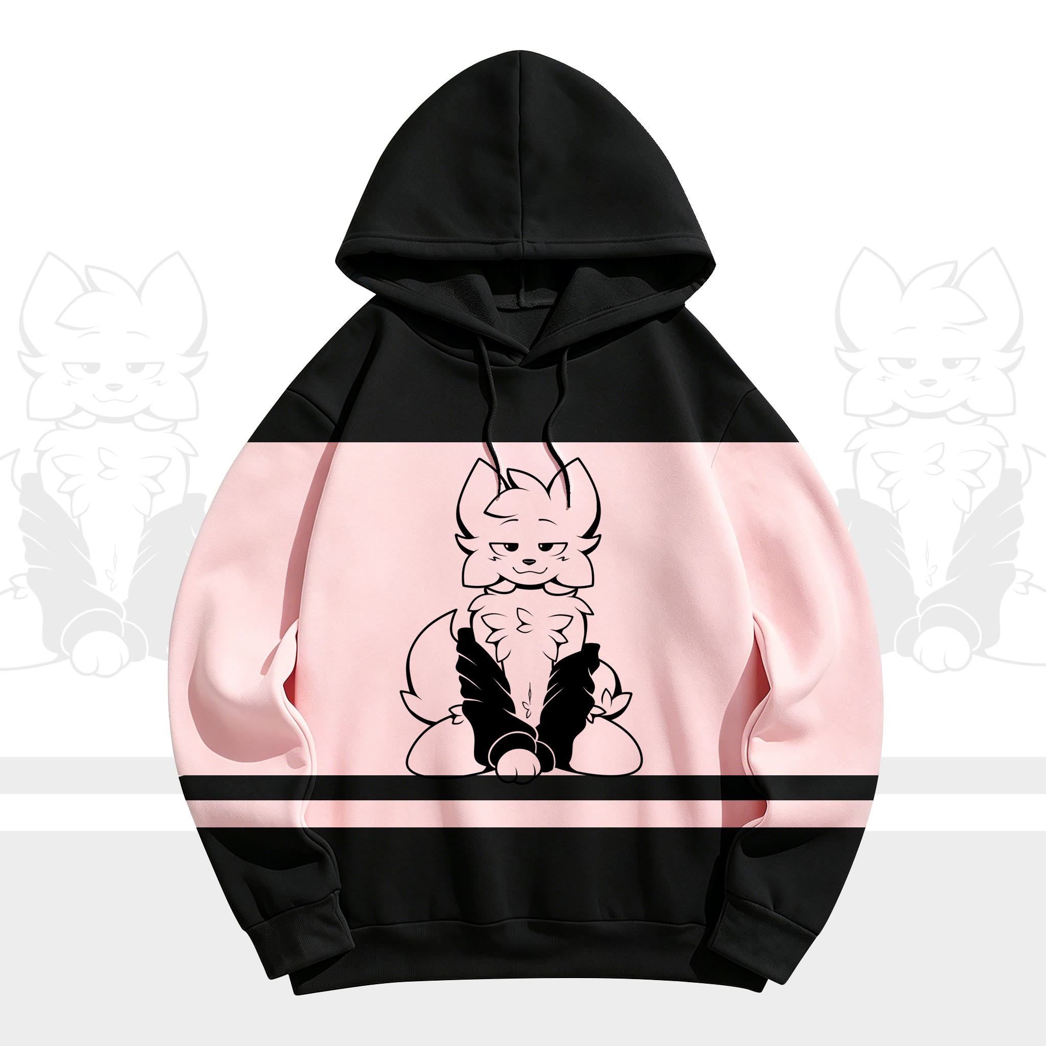 MODAKAWA X zarckets Chic Anime Fox Graphic Hoodie Sweatshirt - Rosa - 5XL - image 3