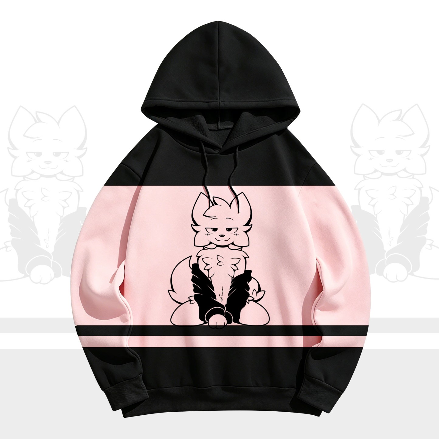 MODAKAWA X zarckets Chic Anime Fox Graphic Hoodie Sweatshirt - Rosa - 5XL - image 3