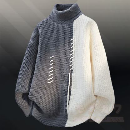 Zweiteiler mit Rollkragenpullover , Farben abgesetztem Fleecefutter und Jeans - Grauer Pullover - 3XL - image 6