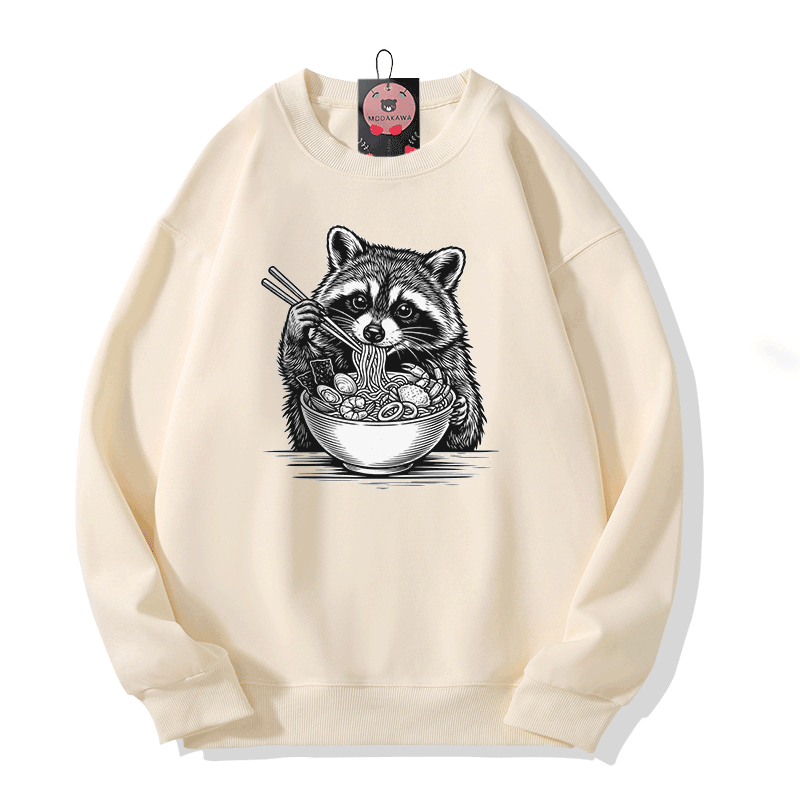 Modakawa Sweatshirt mit Waschbär-Ramen-Modifikation - Beige - 5XL - image 4