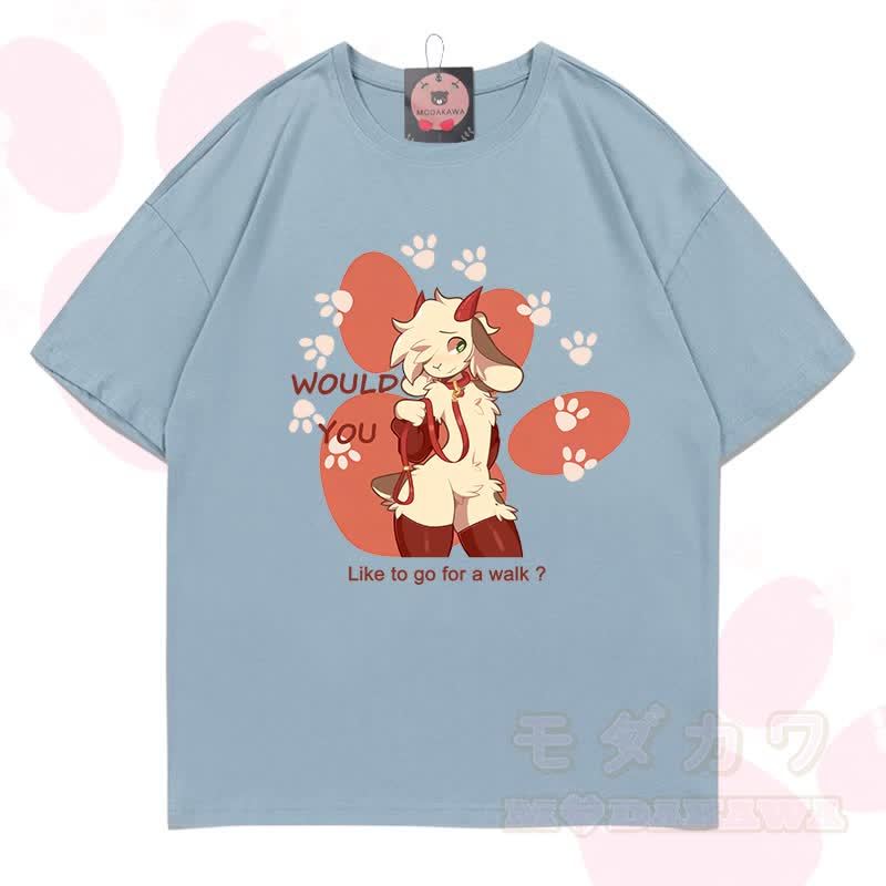 MODAKAWA X zarckets Goat Graphic 100% Baumwoll-T-Shirt - Hellgraublau - 5XL - image 12