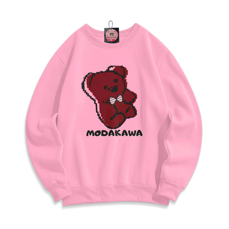 Modakawa Sweatshirt aus Baumwolle mit Bärenprint und Rundhalsausschnitt - Pink - 5XL - image 3