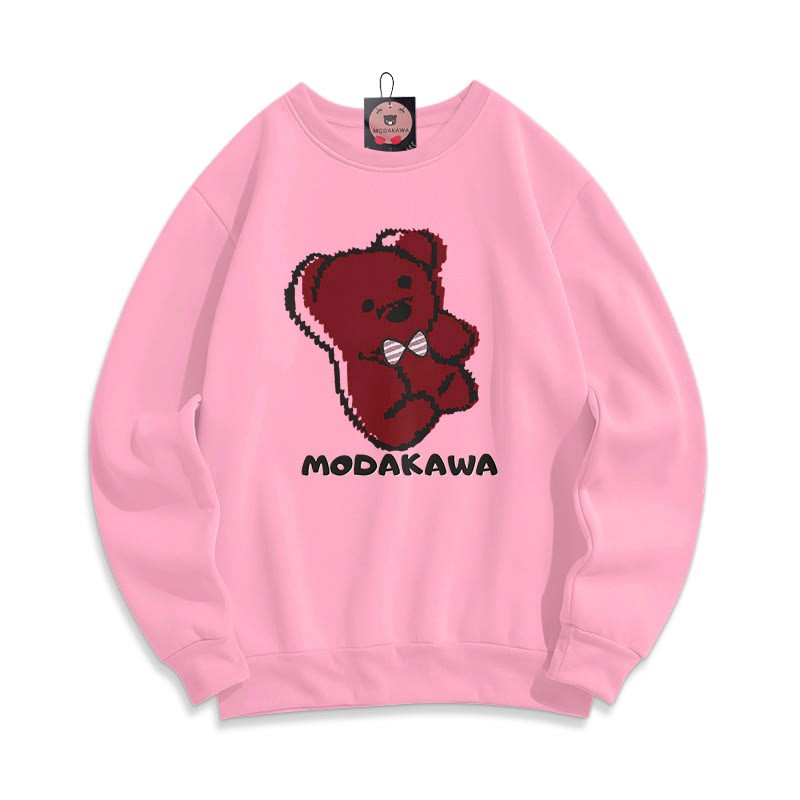 Modakawa Sweatshirt aus Baumwolle mit Bärenprint und Rundhalsausschnitt - Pink - 5XL - image 3