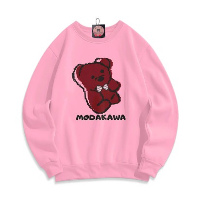 Modakawa Sweatshirt aus Baumwolle mit Bärenprint und Rundhalsausschnitt - Pink - 5XL - image 3