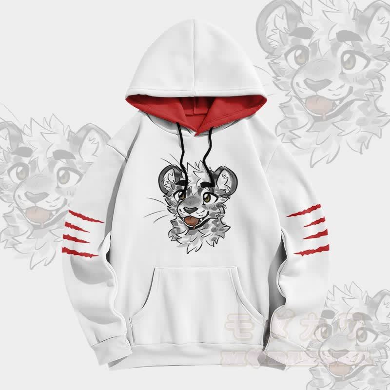 MODAKAWA X atka Pullover-Hoodie mit frechem Tigergesicht-Grafikprint - image 5