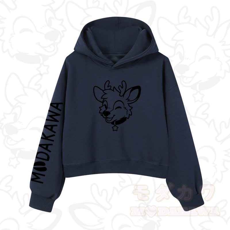 MODAKAWA Baumwoll-Hoodie mit Hundemotiv (kurzer Schnitt) - Marineblau A - 3XL - image 11