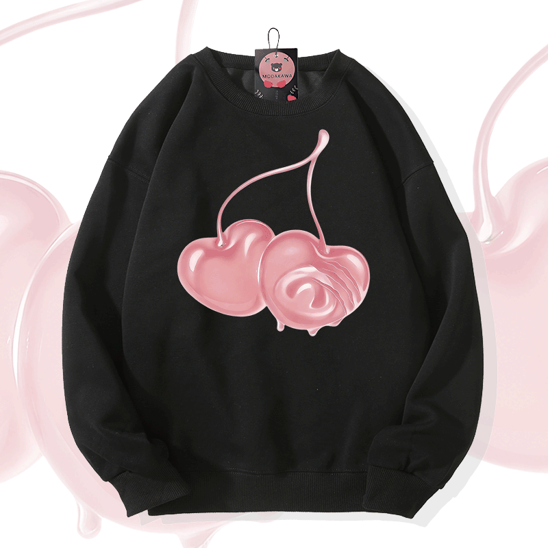 Modakawa Sweatshirt mit Kirschmotiv - Black - 5XL - image 2