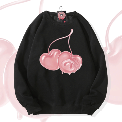 Modakawa Sweatshirt mit Kirschmotiv - Black - 5XL - image 2