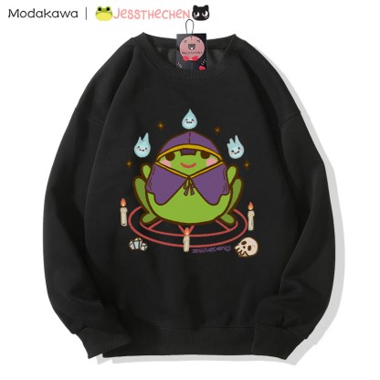 Wizard Frog Grafik Rundhals-Sweatshirt - Black - 5XL - image 4