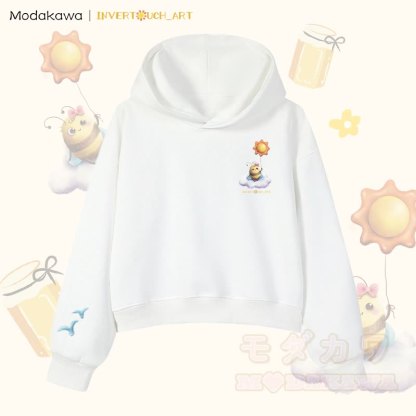 MODAKAWA X INVERTOUCH_ART Cloud Bee Graphic Modakawa Cropped Cotton Hoodie - Weiß C - 3XL - image 9