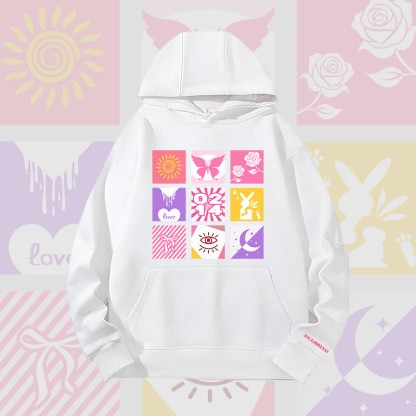 MODAKAWA Hoodie mit gemischtem Symbolgitter und Grafikmuster, schwere Ausführung - White - 2XL - image 3