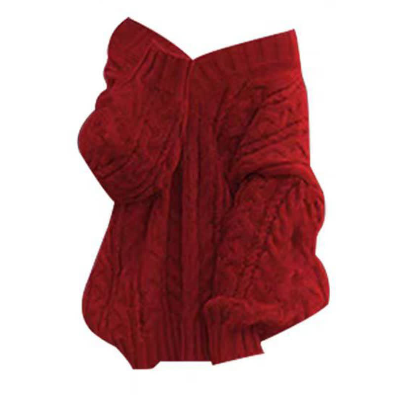 Elegantes zweiteiliges Set aus Zopfstrickpullover, langärmeligem Kleid und Kleid - Red Top - 3XL - image 8