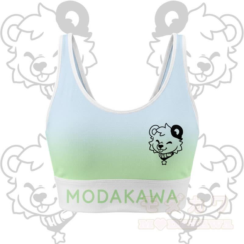 MODAKAWA X popipeko Bären-Grafik Crop Tanktop Sport Top Rock passendes Outfit - Blau & Grün Top - 2XL - image 5
