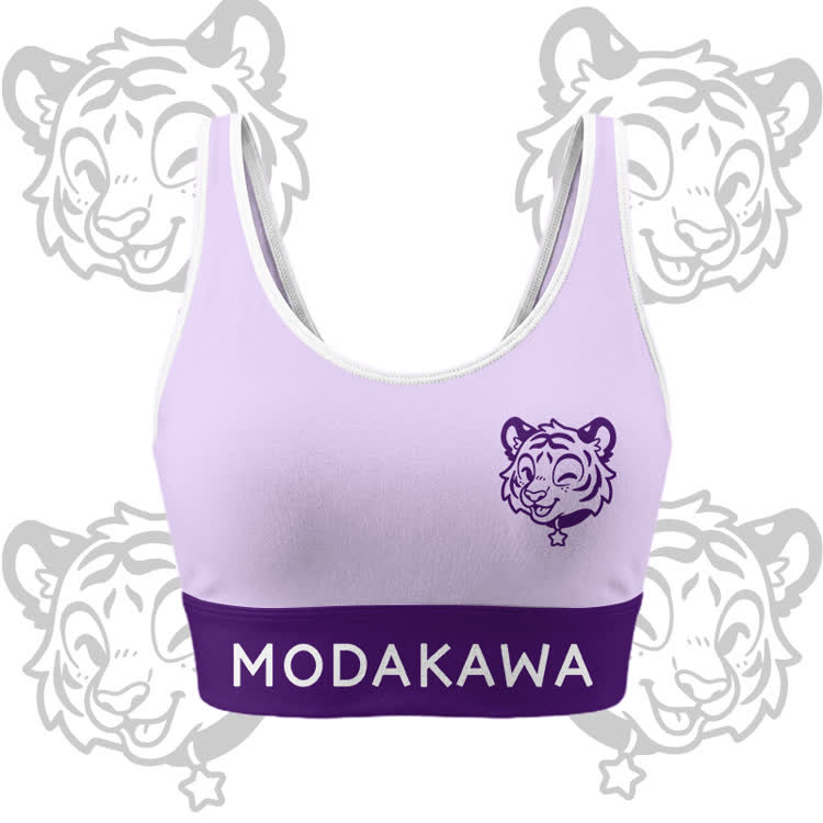 Happy Tiger Grafik Crop Tank Sport Top Shorts Bikini Modakawa passendes Outfit - Purple Top - 5XL - image 3