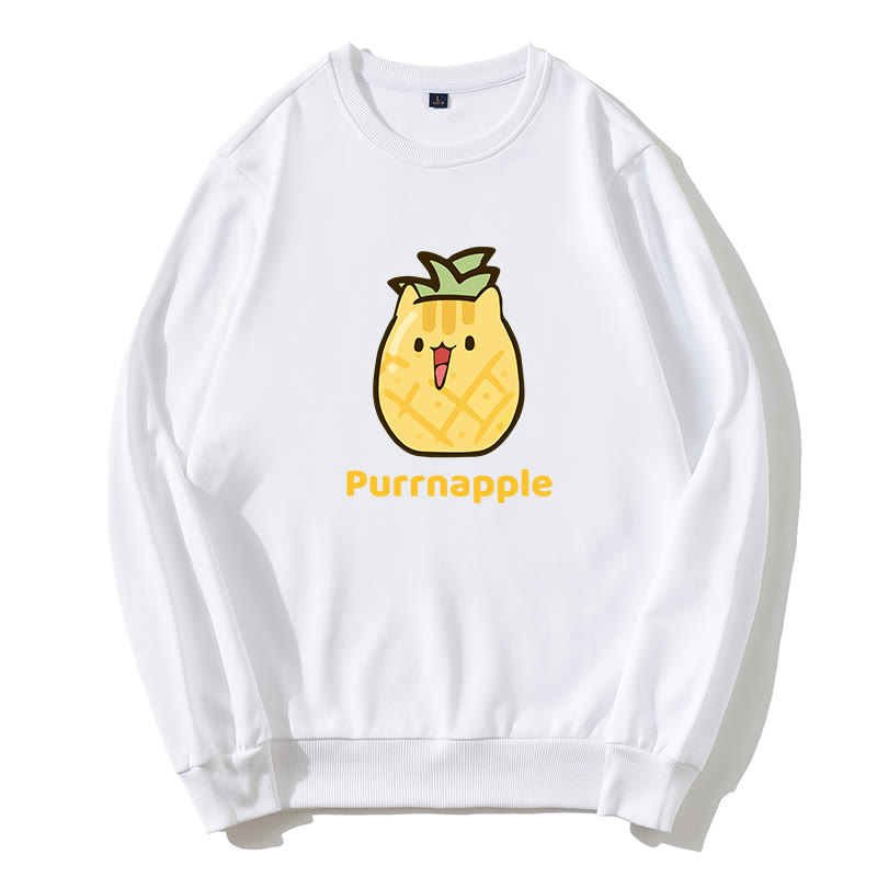 PURRNAPPLE Sweatshirt mit Rundkragen und „Purr Pineapple“-Grafik - Weiß - 5XL - image 5