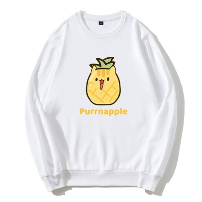 PURRNAPPLE Sweatshirt mit Rundkragen und „Purr Pineapple“-Grafik - Weiß - 5XL - image 5