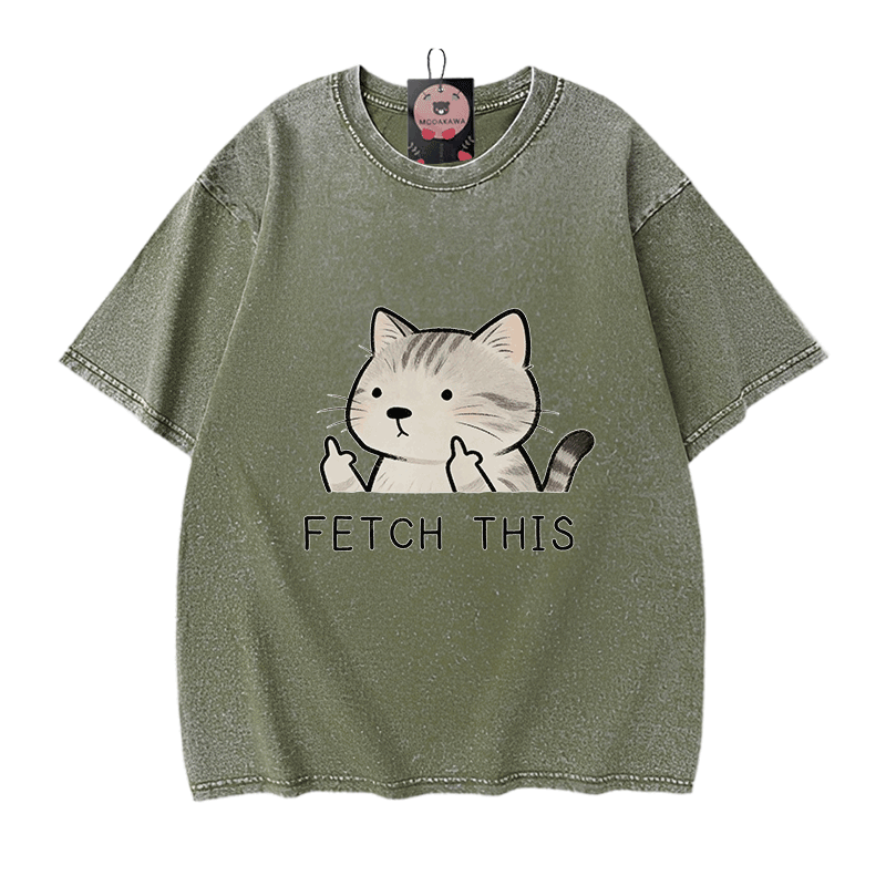 Hol dir dieses Modakawa Vintage-T-Shirt mit Katzenmotiv aus 100 % Baumwolle (gewaschen). - Green - 5XL - image 8