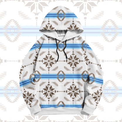 MODAKAWA Pullover-Hoodie mit symmetrischem geometrischem Allover-Print - White A - 8XL - image 2