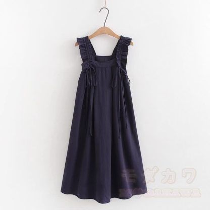 College-Stil Kurzarm-Hemdkleid mit Trägern, zweiteiliges Set - Marineblaues Kleid - XL - image 17