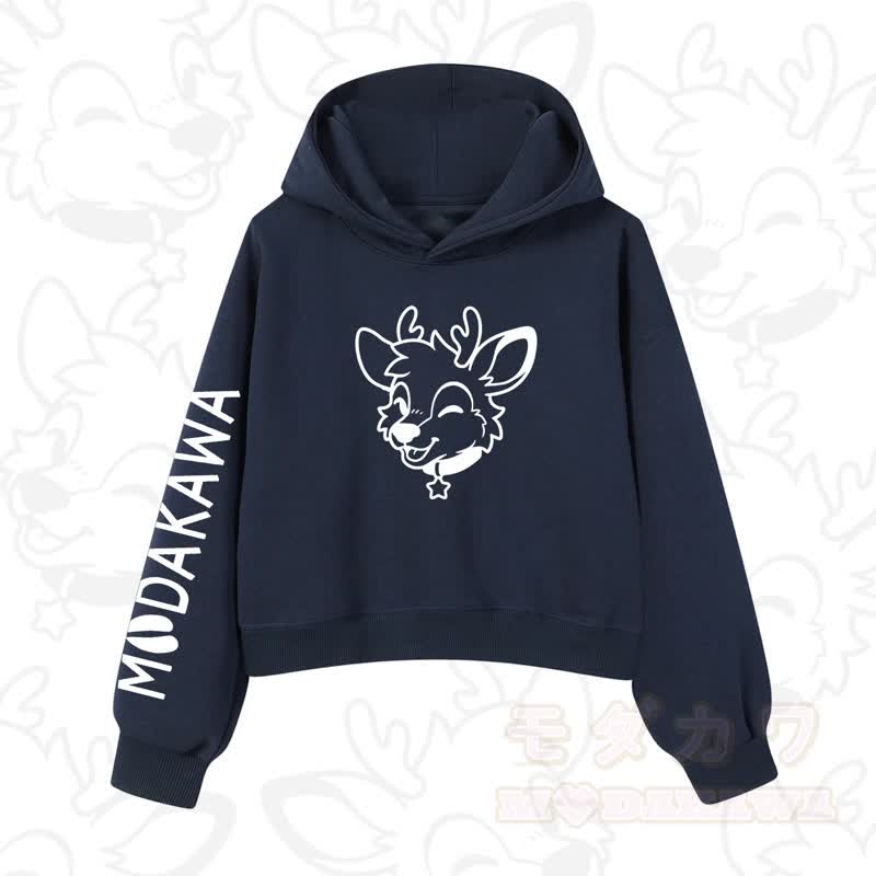 MODAKAWA Baumwoll-Hoodie mit Hundemotiv (kurzer Schnitt) - Marineblau B - 3XL - image 12