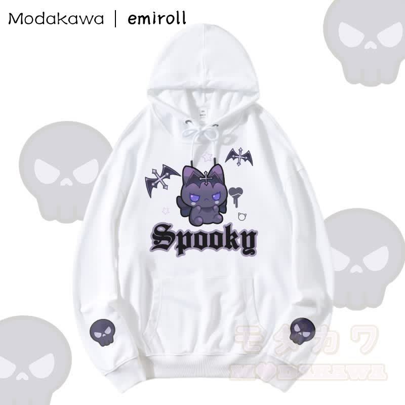 MODAKAWA X emiroll Devil Kitty Graphic Streetwear Pullover Hoodie - Weiß - 5XL - image 4