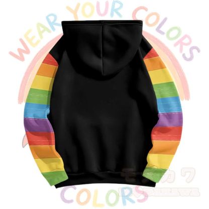 Zeig deine Farben! Modakawa Pullover-Hoodie mit Regenbogen- und schwarzer Katzengrafik - image 3